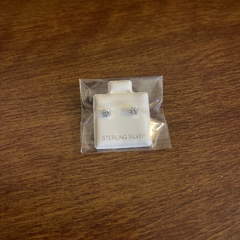 Cubic Zirconia Sterling Silver Stud Earrings